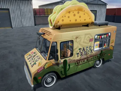 Taco food truck unity asset Low-poly 3D model