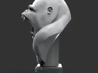 Gorilla Head Statue 2 3D print model