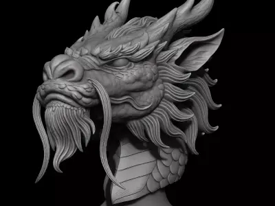 Chinese Dragon Bust 3D print model