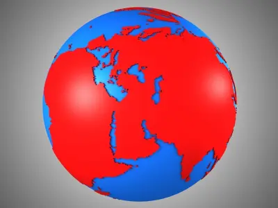 Solid Color Blue Red Globe 3D model