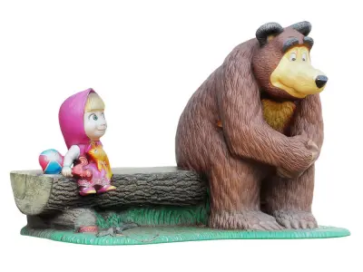 Sculpture Of The Characters Masha And The Bear  3D model