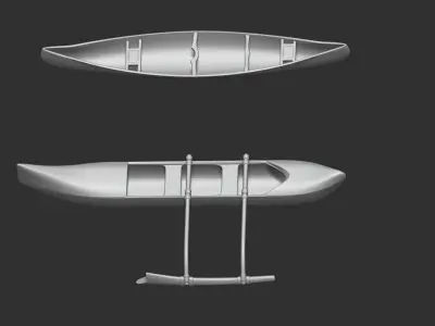 canoe girl and boys 3D print model