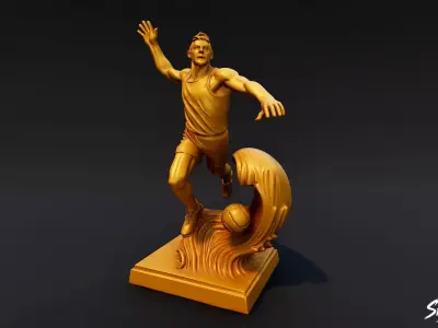 Golden Volleyball Statue Low-poly 3D model