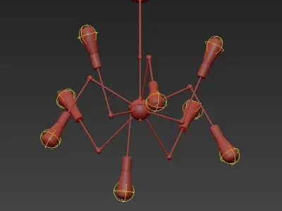 ATOMIC 8 spider chandelier with six bulbs 3D model