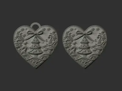 christmas heart decor  3D print model