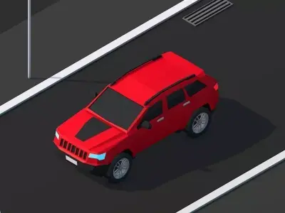 Cartoon Low Poly Cherokee Jeep Car Low-poly 3D model