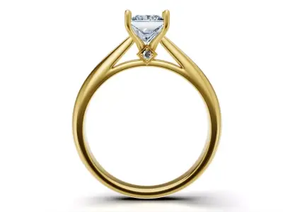Princess-Cut Solitaire Diamond Ring Free 3D print model