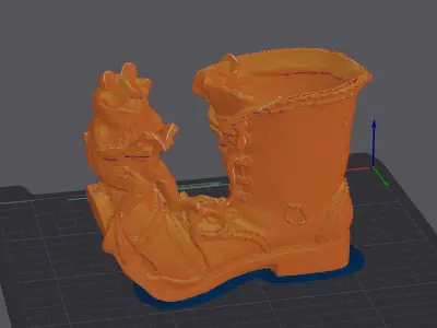 Garden sculpture Frog on a boot 3D print model