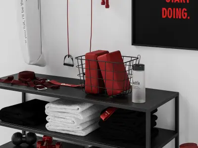 Red and black sports set 3D model