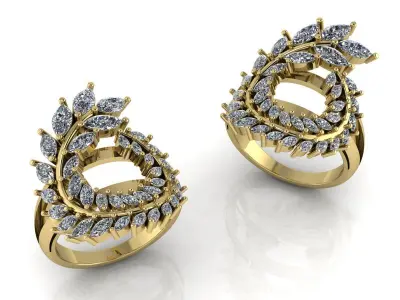 Marquise gemstone Elegant Ring 3D print model