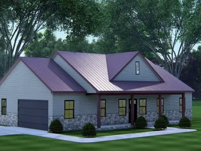 Rustic American Farmhouse Design  Traditional Country House 3D 3D model