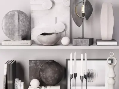 Decorative set 5 shelf 3D model