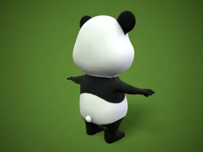 cartoon panda bear Low-poly 3D model