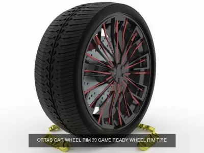 ORTAS CAR WHEEL RIM 99-100 GAME READY WHEEL 3D Model Pack