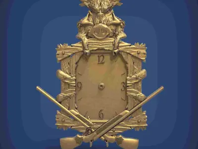 Carved clock for 3D printing and CNC 3D print model 7