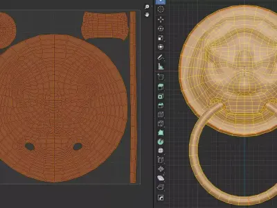 Chinese-style retro door knocker low-poly asset pack Low-poly 3D model