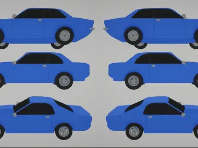 Flat World - Muscle Cars Low-poly 3D model