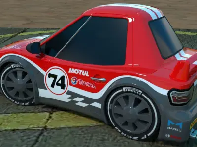 Rigged low poly cartoon racing car MOTUL Low-poly 3D model
