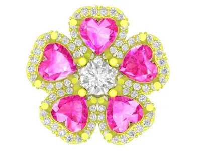 6991 Luxury Heart Diamond Flower Women Ring  3D print model