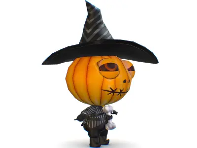 Halloween Pumpkin Fantasy Character Pet Wizard Low-poly 3D model