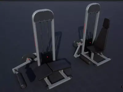 Leg Extension Curl Machine Low-poly 3D model