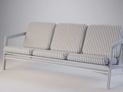 L Wooden Scandinavian sofa 3D model