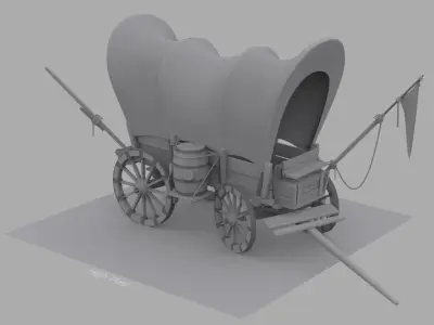 Cartoon Wagon Low-poly 3D model