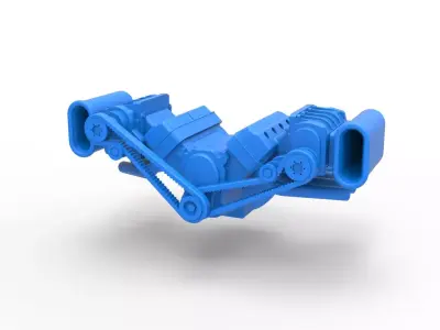 Engine V8 with double supercharger Version 5 Scale 1 to 25 3D print model