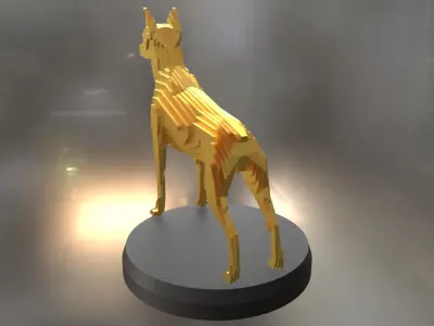 Parametric Doberman Pinscher Low-poly 3D model
