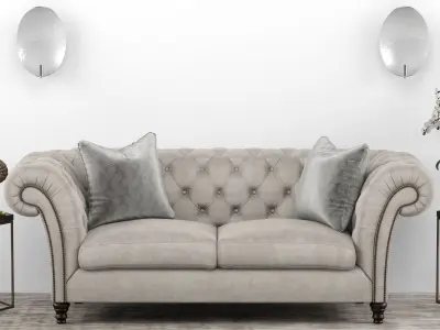 Club Chesterfield sofa set 3D model