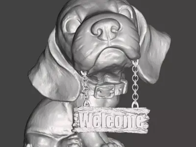 welcome puppy beagle with and without hooks snoopy puppy 3D print model