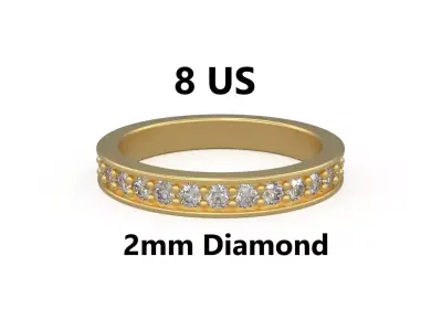 Model 1216 Eternity Diamond Band Ring 8 US Size 2mm Diamond 3D print model