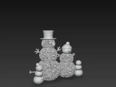 3D Snowman Family Model Merry Christmas Scene 3D print model