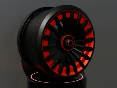 Black and red concept wheel 3D model