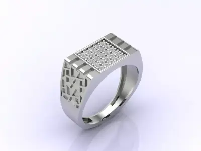 Print Ready STL 3DM  Gents Rings Diamond Men Ring  3D print model 115