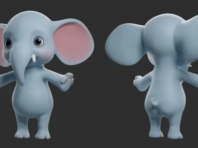 Elephant Cartoon Low-poly 3D model