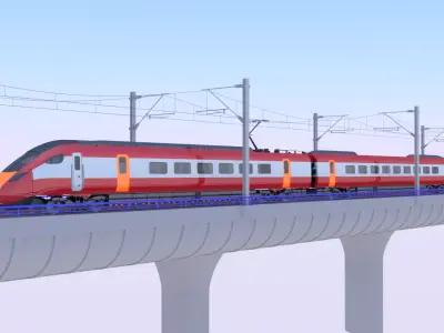Bridge with Hitachi Azuma 3D model