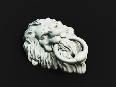 Lion door knocker 3D model gold 3D print model