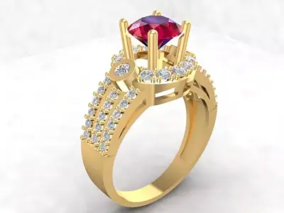 Luxury Ruby Diamond Ring for Women 1727 3D print model