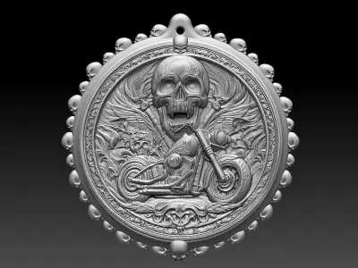 HM Skull Biker Keychain 010 3D print model