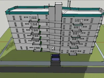 Apartment Building 6 stories tall 3D model