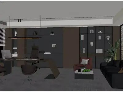 Modern Light Luxury Office 3D model