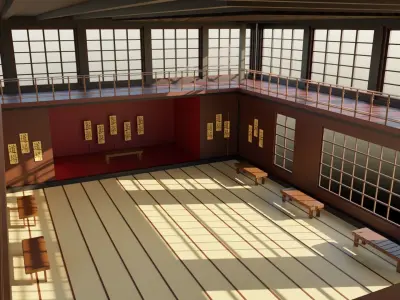 Japanese Dojo Low-poly 3D model