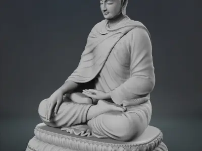 Buddha Bhumisparsh Mudra Low-poly 3D model
