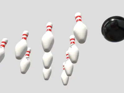 Bowling Ball and Pins Low-poly 3D model