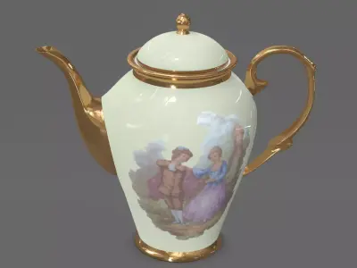 Coffe Pot Porcelain Retro 3D Model 3D model