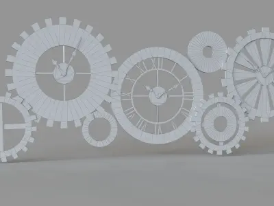 21 x 54 Mechanical Parts Wall Clock 3D model