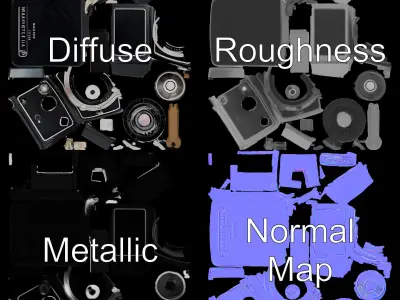 Retro Camera Model Pack with PBR Textures Low-poly 3D model