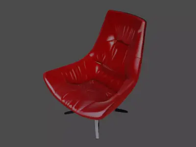 Modern Designer Lounge Chair Red Leather Finish   3D model