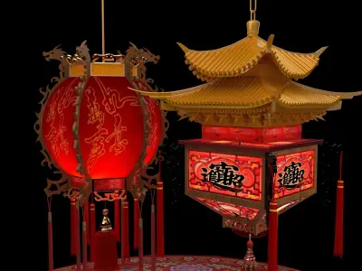 Chinese red lantern 3D model